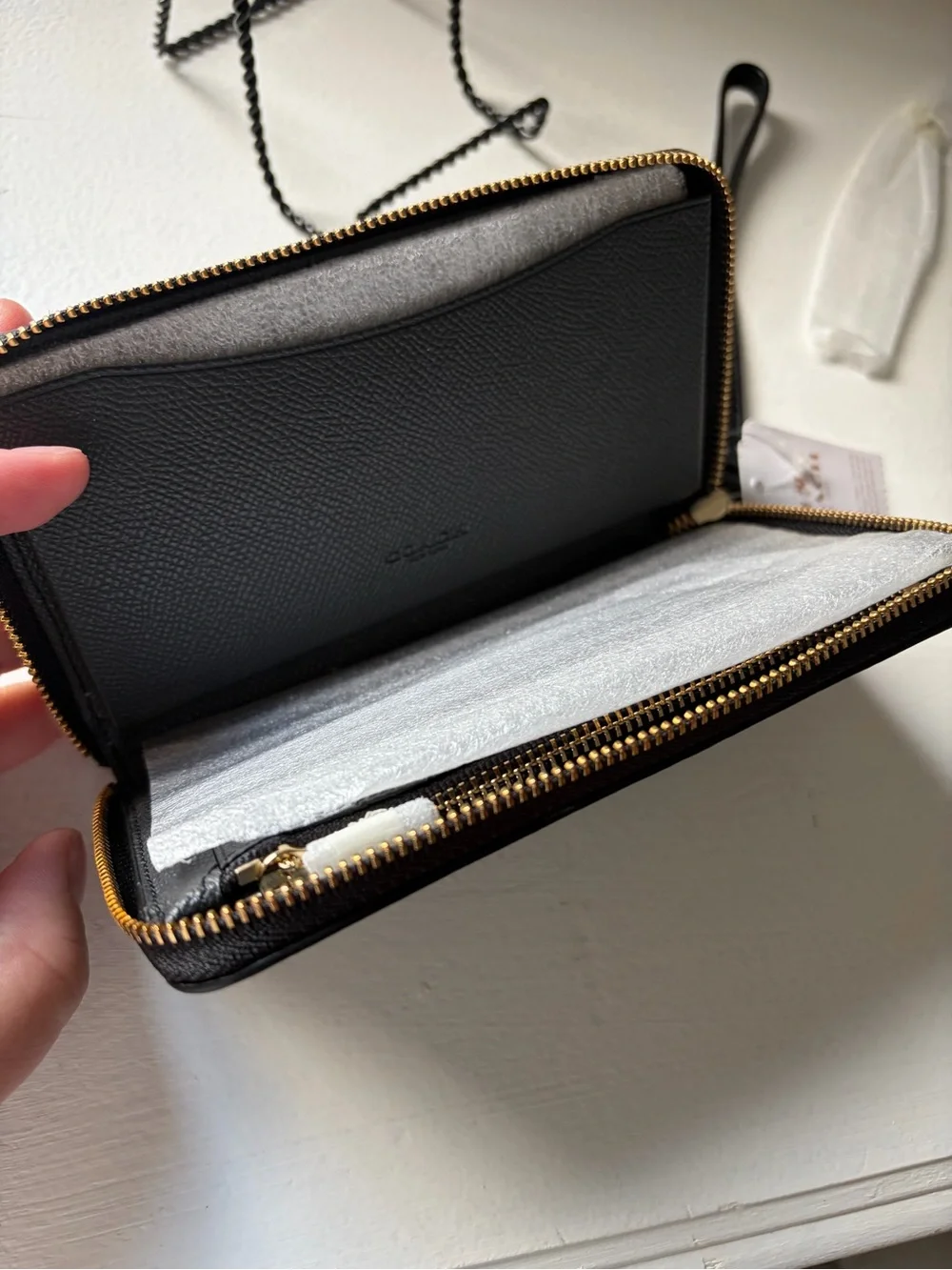 COACH NWT Black Leather Phone Wallet